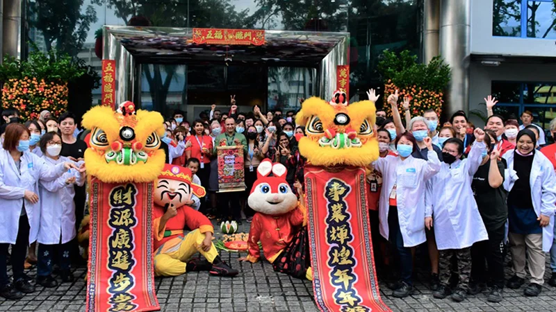 Grupo de empleados de Flex en Singapur
