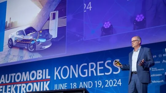 Mike Thoeny, President, Automotive, Flex speaks at Automobil-Elektronik Kongress in Ludwigsburg, Germany
