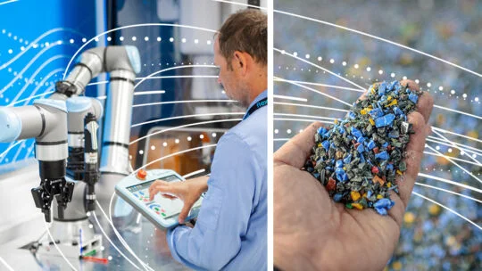 Fertigungsprofi, der Technologie nutzt, um nachhaltige Abläufe voranzutreiben