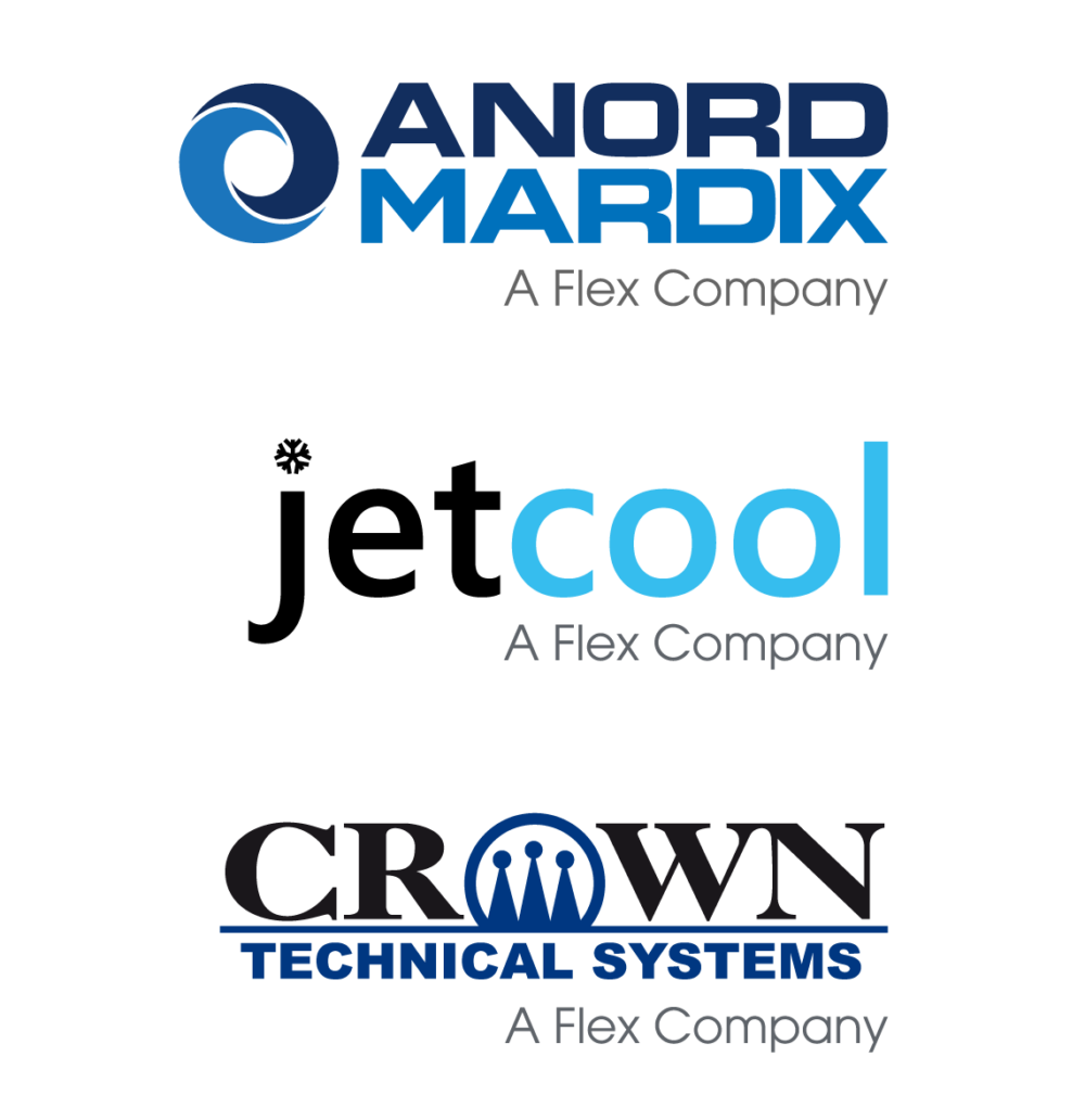 Logotipos de Anord Mardix, JetCool y Crown Technical Systems